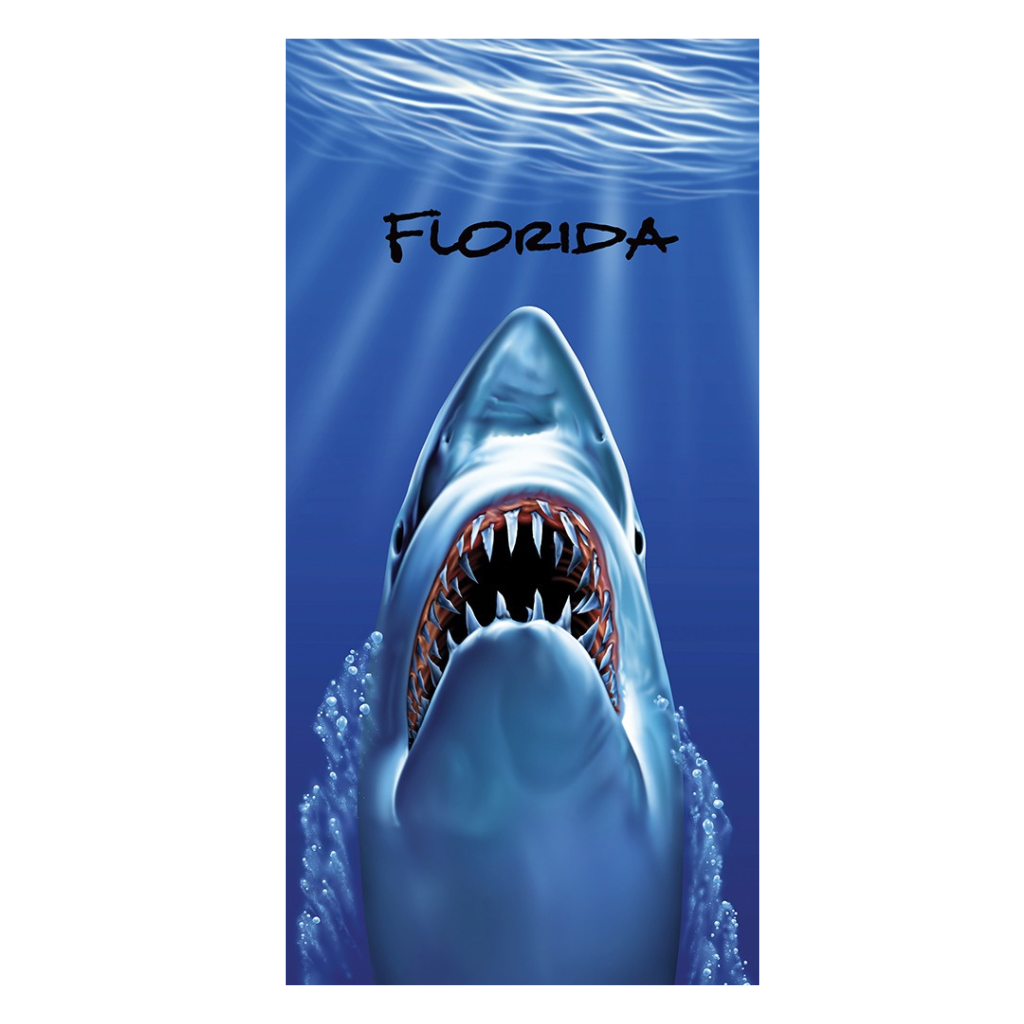 Florida Menace Toothy Shark Cotton Beach Towel
