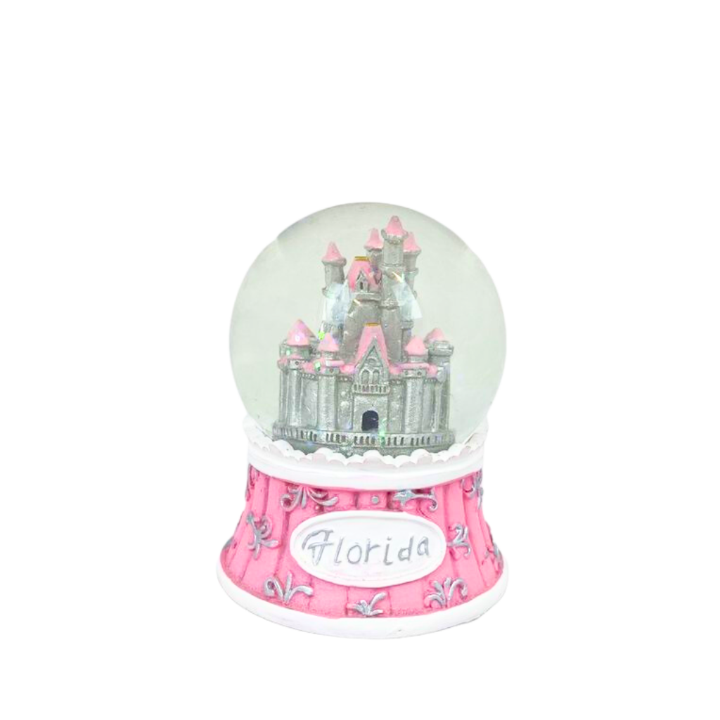 Florida Castle Pink Snow Globe 2.5"