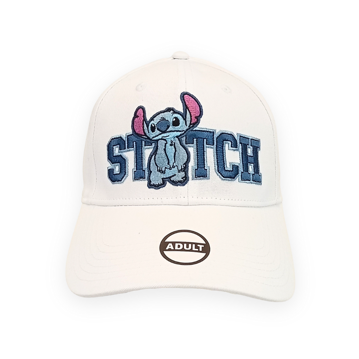 Disney Unisex Lilo & Stitch Embroidered ,Hook and Loop Closure Baseball Cap White for Adult