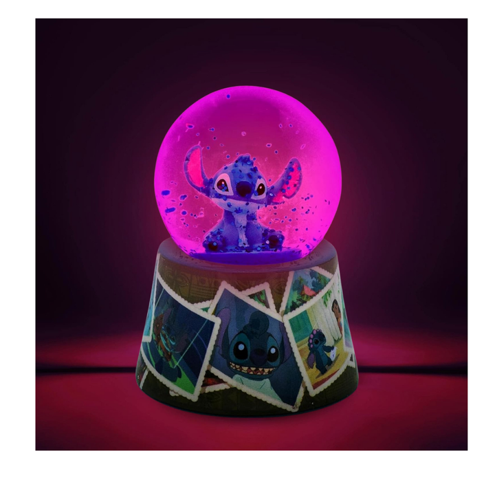 Disney Lilo & Stitch Vintage Photos Mini Light-Up Snow Globe for Adults with Glitter 2.75 Inches Tall.