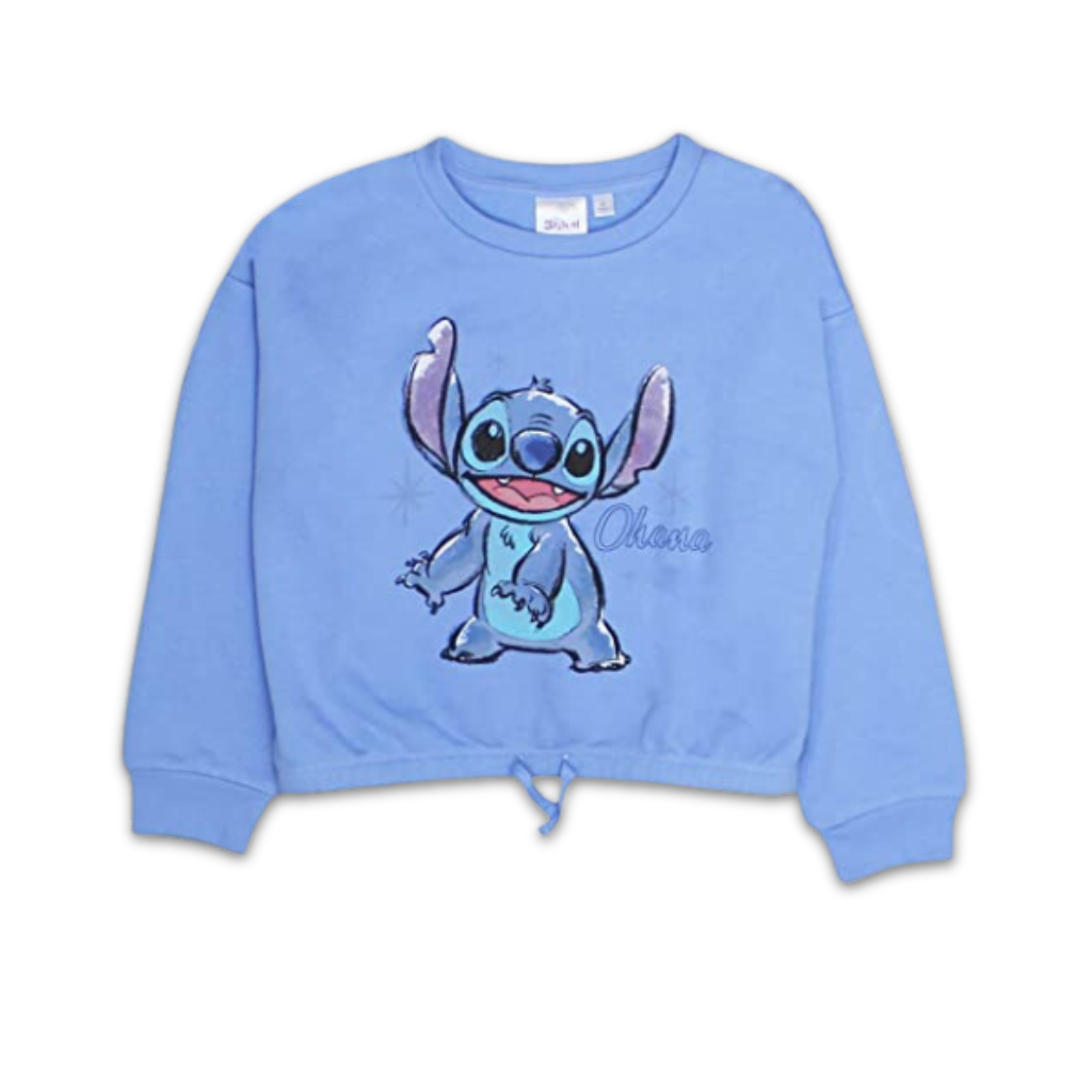 Disney Stitch Ohana Stars Tie Front Girls Fleece