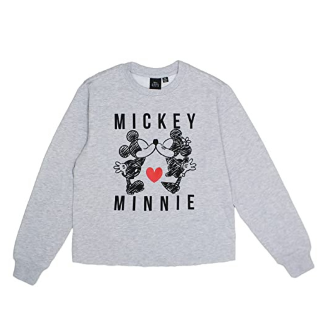 Disney Mickey Mouse and Minnie Mouse Sketch Kiss Pullover Sweater