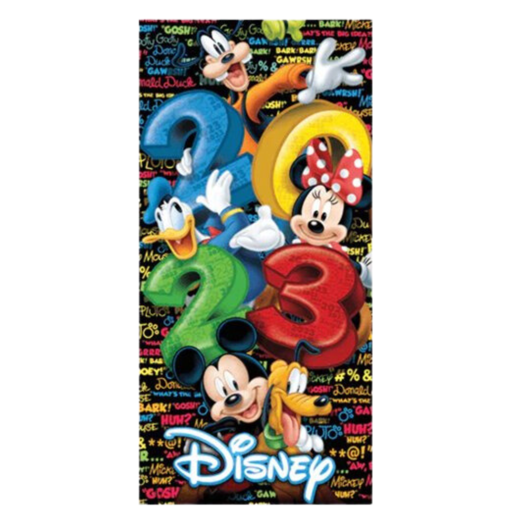 Disney 2023 Beach Towel Mickey and Friends Stack Group Multicolor