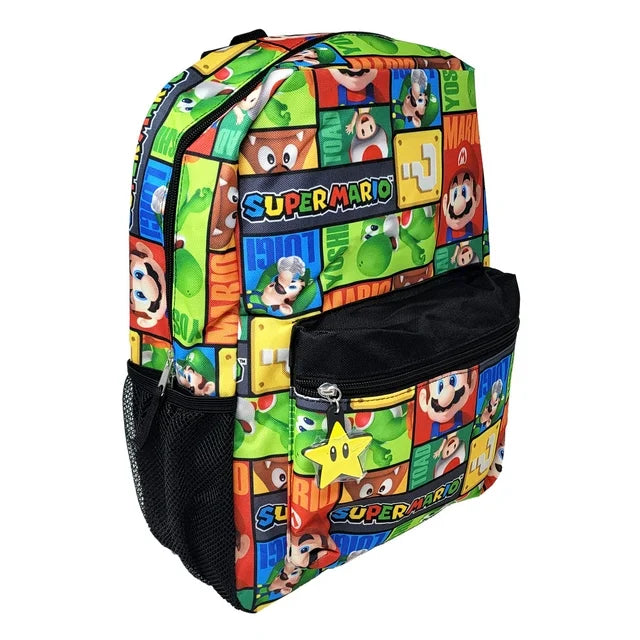 Super Mario Bros 16" Backpack for Kids Multicolor